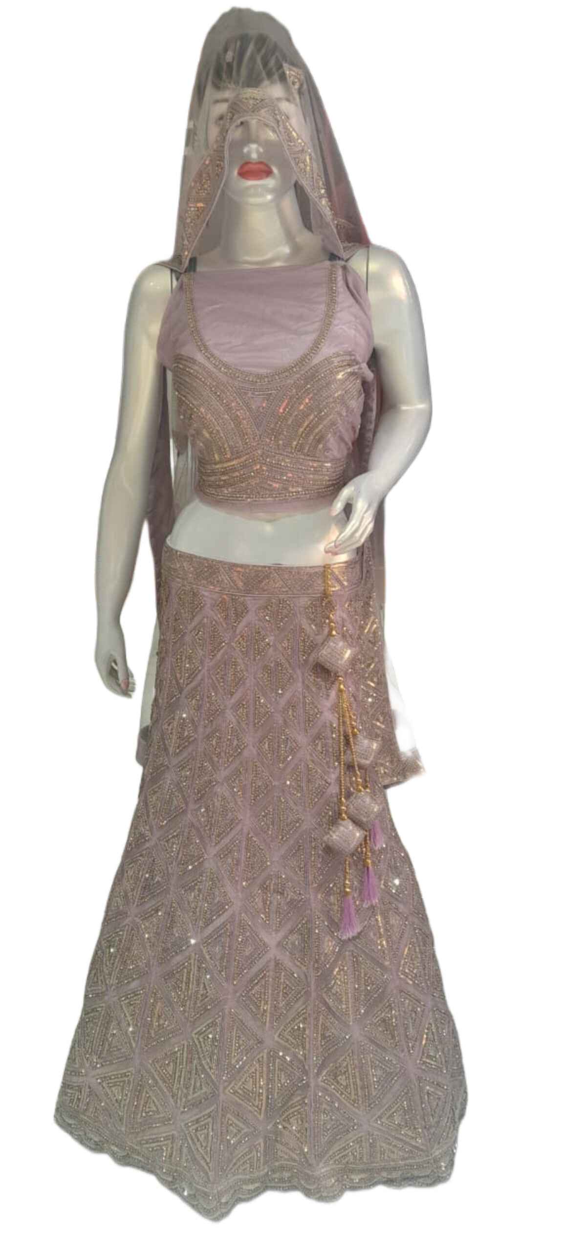 Pastel Heavy Stone Work Bridal Lehenga