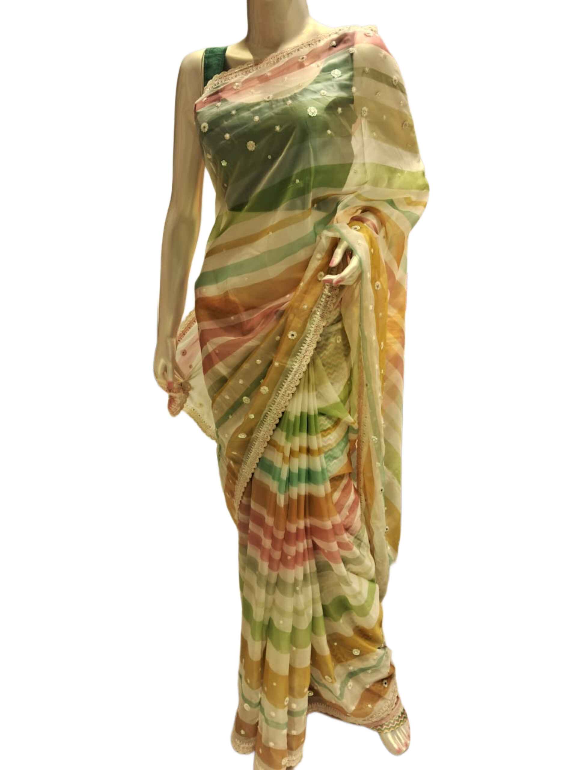 Embellished Bollywood Leh Riya Print Saree