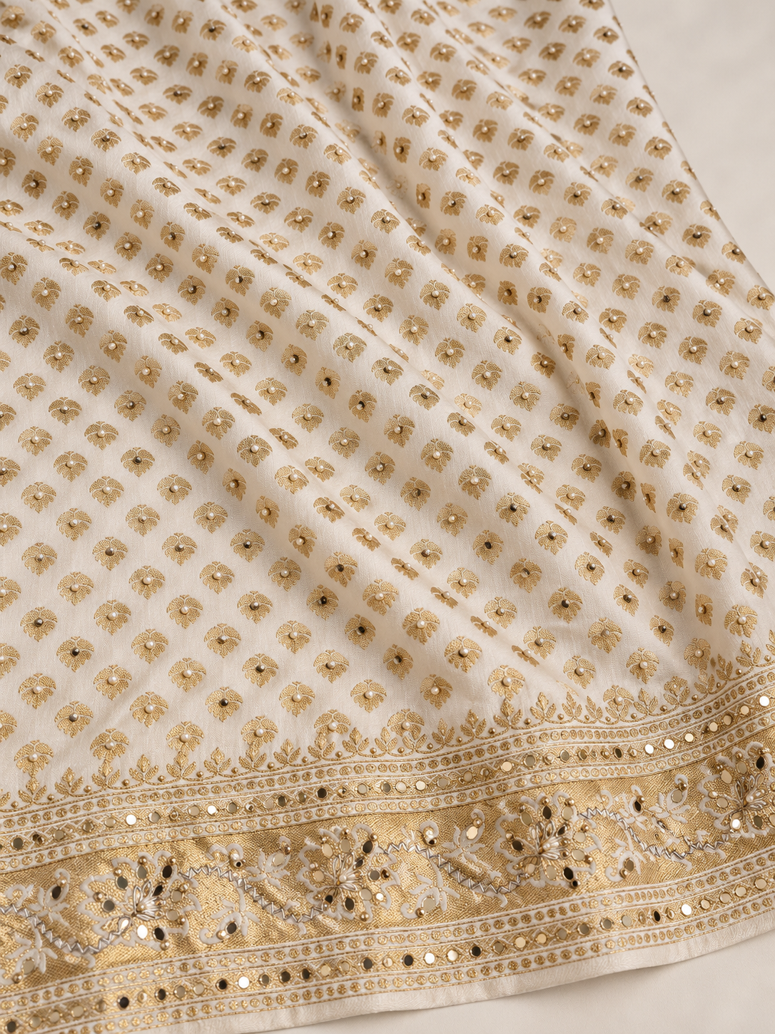 Fancy Dola Silk Saree with Pearl Work and Unstitched Blouse Material - Image 3
