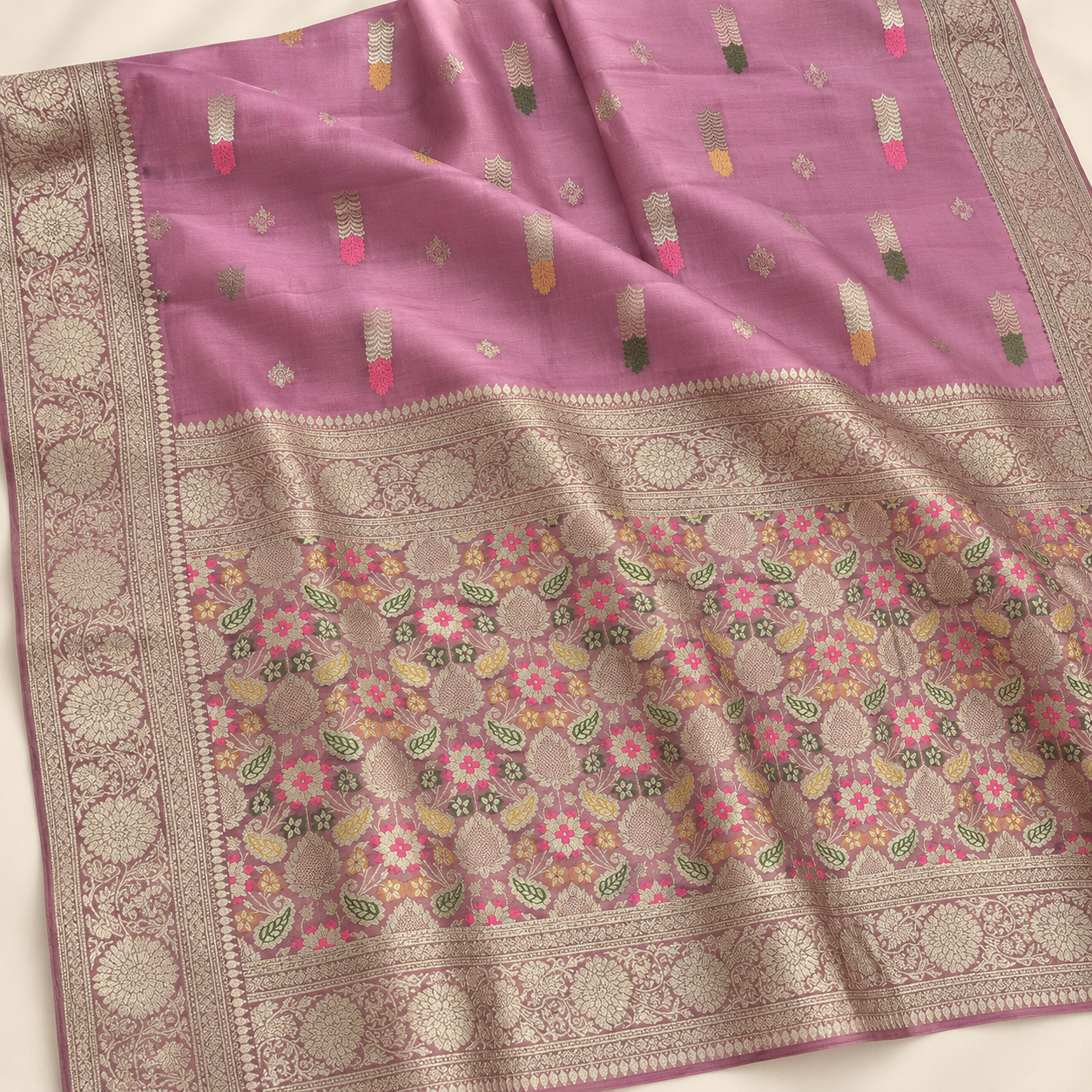 Designer Woven Soft Silk Saree with Floral Brocade Pallu - Image 3