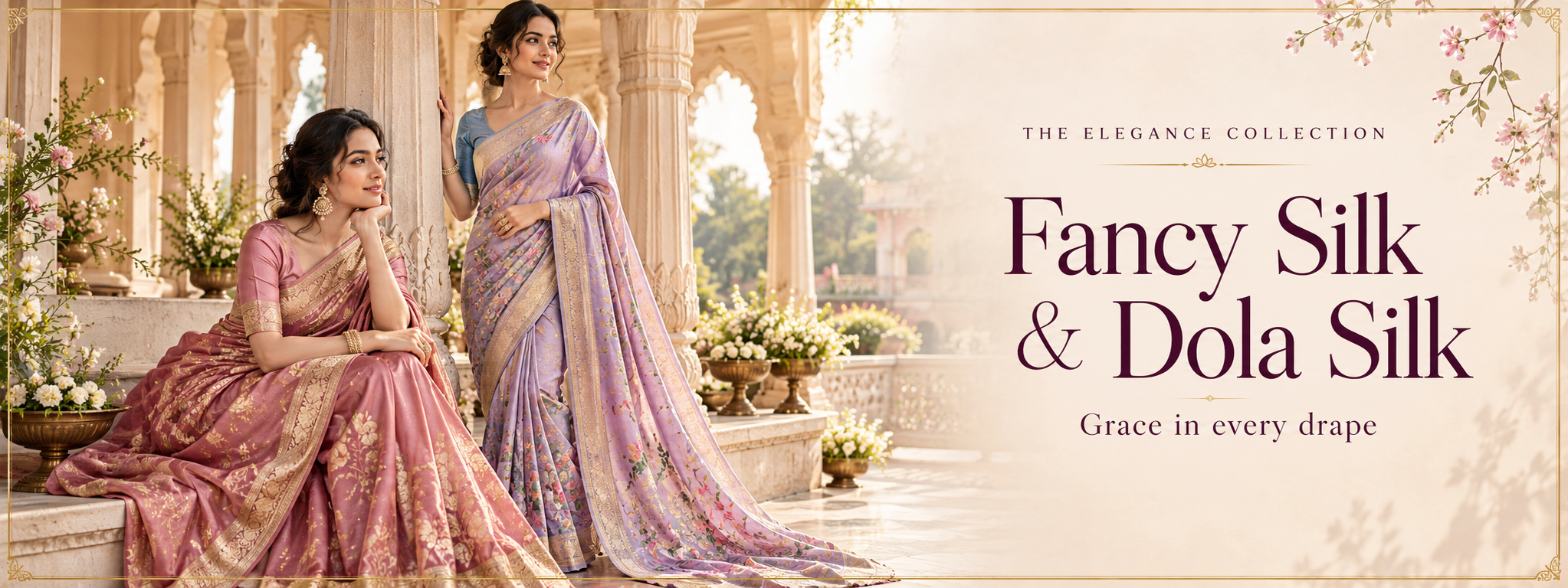 Pastel Silk Elegance in a Sunlit Veranda