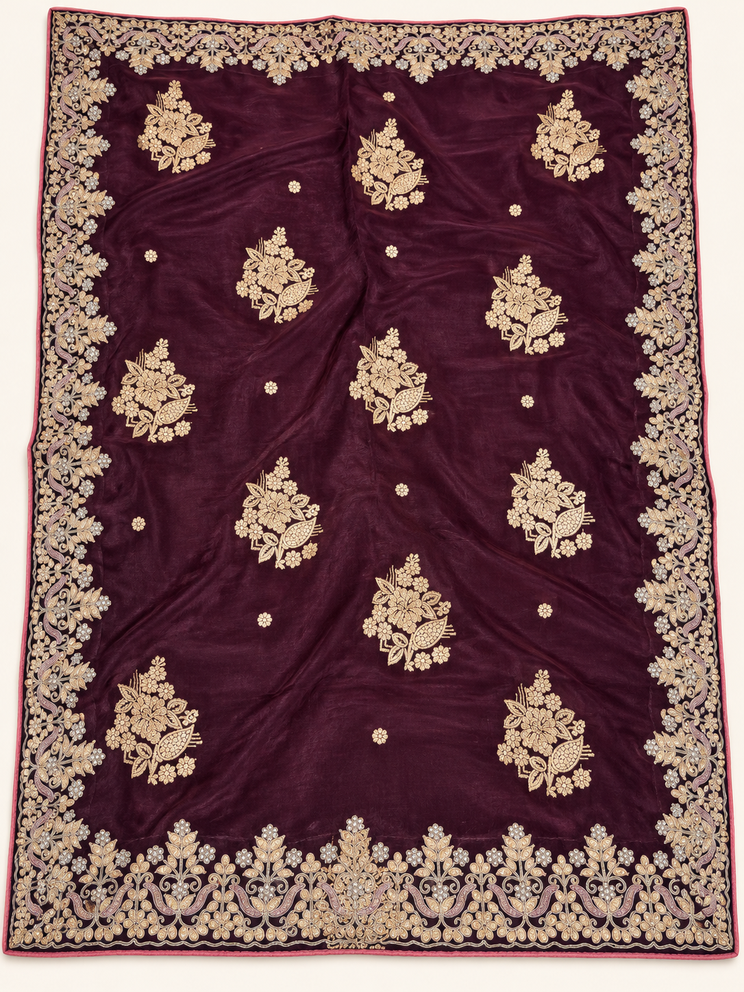Plum Purple Designer Saree with Gota Patti Work - Image 2